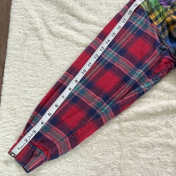 Styles To Go Floral Embroidered Patchwork Plaid Flannel Shirt Womens Medium - Picture 10 of 13